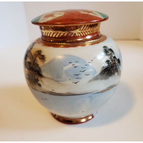 A Vintage Hand Painted Japanese Porcelain Ginger Jar I E & C Co Japan As-Is - Picture 11 of 12